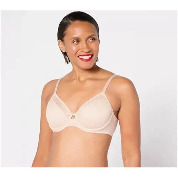 Breezies Lace Elegance Unlined Underwire Support Bra Raindrop,44 D A647774 - Picture 1 of 1
